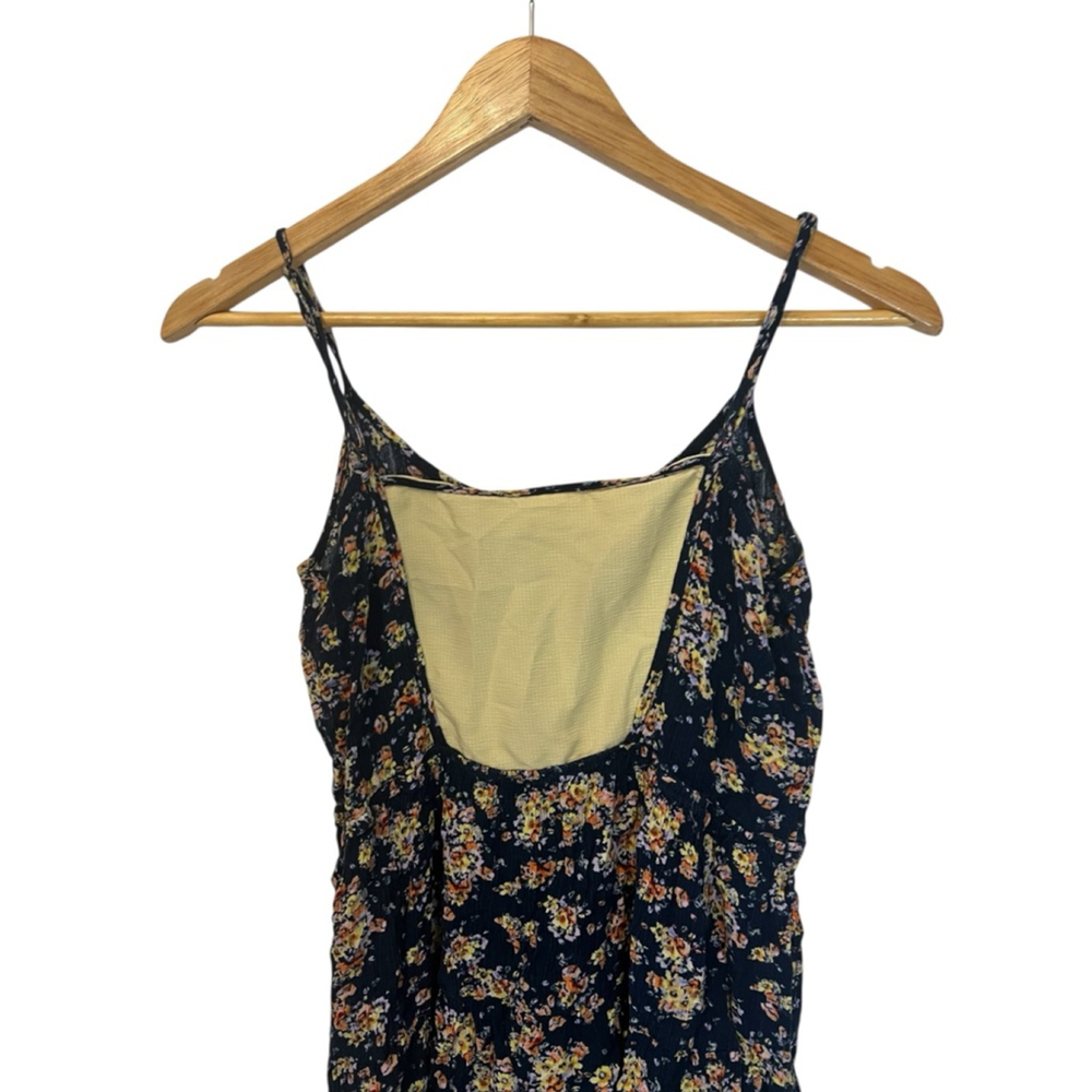 Pink Rose Navy Floral Spaghetti Strap Mini Dress Size Large Boho - Picture 6 of 12